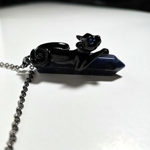 Black Cat Hot Topic Blue Lapiz Stone Necklace